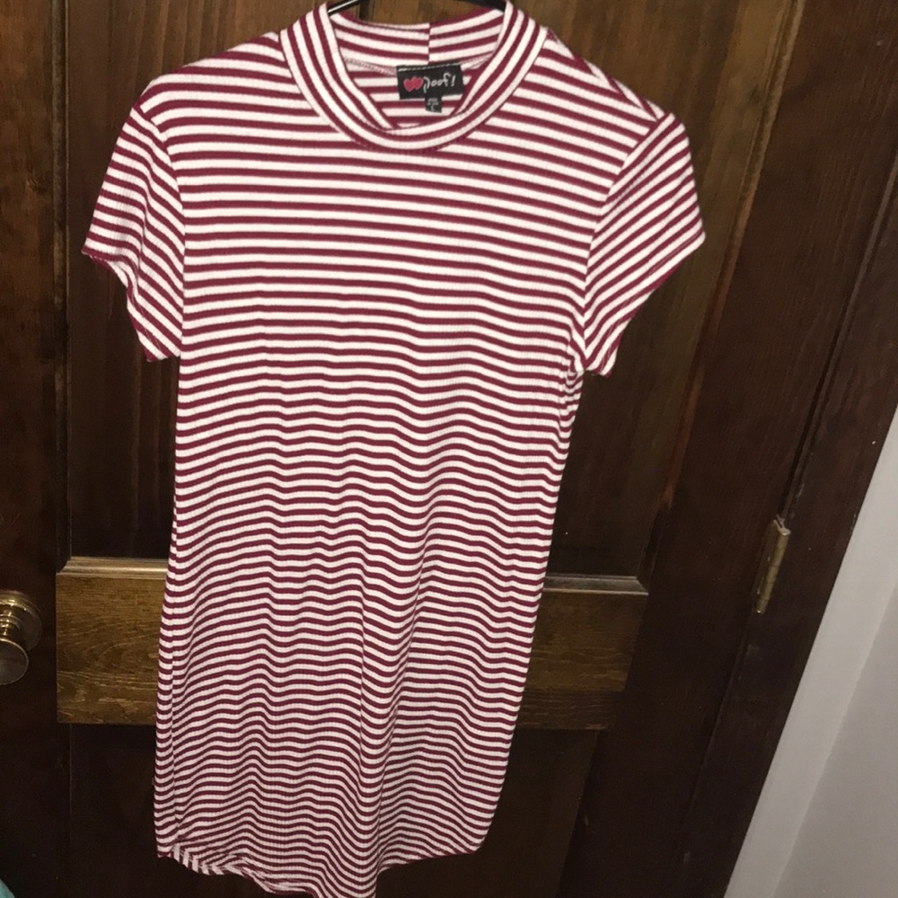 Maroon & white stripped dress